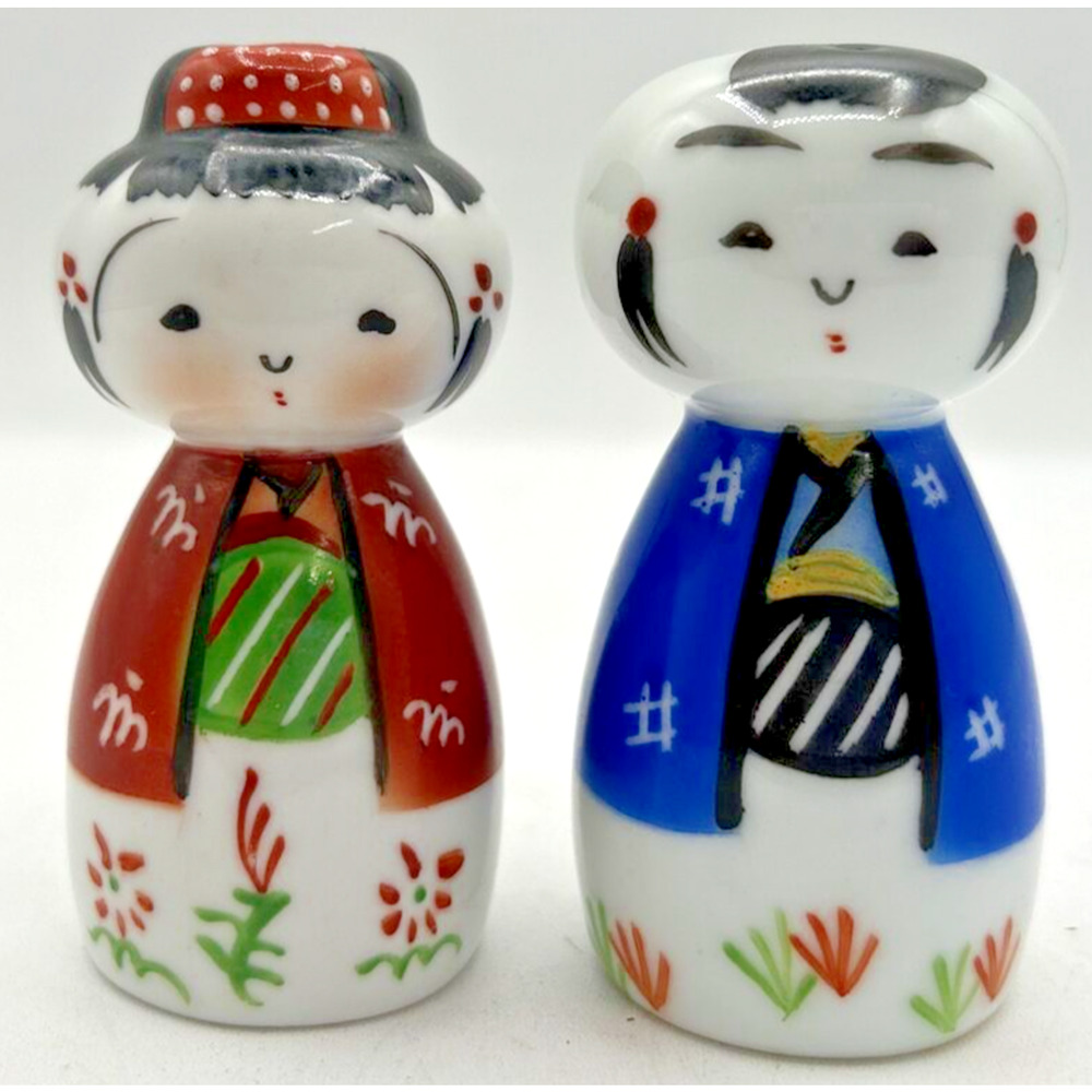 Vintage Retro Salt and Pepper Shakers Boy and Girl Made In Japan U260/19